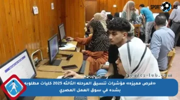 «فرص مميزة» مؤشرات تنسيق المرحلة الثالثة 2025 كليات مطلوبة بشدة في سوق العمل المصري